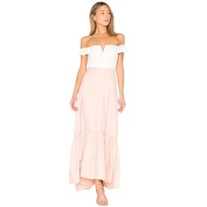 AYNI Cotton Tiered Maxi Skirt Ruffle Hem in Blush Pink Made in Peru NWOT